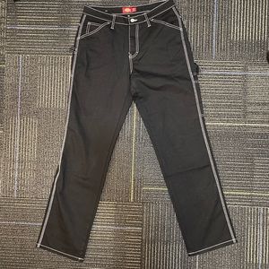 Black Dickies Skinny Jeans With White Stitching-Tight Fit